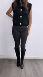 Tammy Button Down Sweater Vest- Black