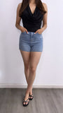 Solana Silk Halter Top- Black