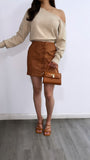 Favorite Season High Rise Suede Mini Skirt- Camel