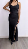 Made For Dancing Ruched Maxi Dress- Black