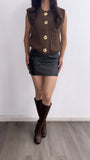 Tammy Knitted Button Down Sweater Vest- Brown