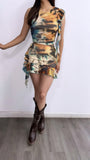 Safaera Frilled Mesh Mini Skirt Set- Multi