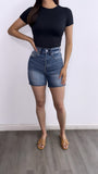 Basic Rewind Short Sleeve Top- Black
