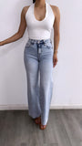 Rubén High Waisted Vintage Wide Leg Denim Jeans- Light Wash