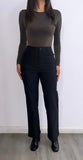 Minimalist High Rise Straight Leg Pants- Black