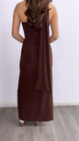 Mi Tesoro Ruched Scarf Maxi Dress- Chocolate