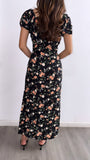 Meet Me In Spring Floral Midi Dress- Black Multi
