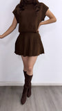 Unflitered Suede Knee High Boots- Brown