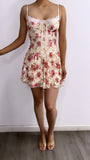 Niña Fresa Floral Lace Mini Dress- Ivory/Pink