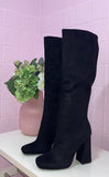 High Standards Suede Knee High Boots- Black