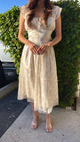 Bloom In Spring Floral Midi Dress- Ivory/Sage