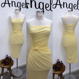 She’s Posh Ruched Mesh Midi Dress- Pastel Yellow