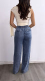 Cassandra Ruched Assymetrical Tie Top- Cream