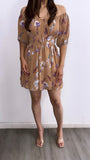 Peony Flowy Floral Mini Dress- Taupe