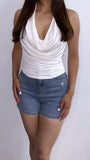 Solana Silk Halter Top- White