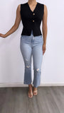 Arlene Thick Ribbed Vest Top- Black