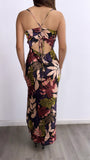 Sweet Paradise Satin Floral Maxi Dress- Black Multi