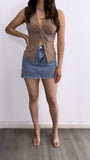 Ken High Rise Denim Skort- Medium Wash
