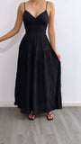 Casa Bella Flowy Linen Maxi Dress- Black