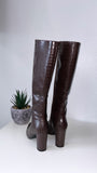 Wild About You Knee High Croc Boots- Chocolate