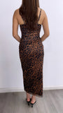 Guilty Pleasure Ruched Mesh Maxi Dress- Leopard