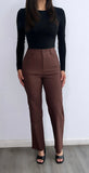 Minimalist High Rise Straight Leg Pants- Brown