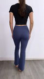 Tone It Down Athleisure High Rise Flare Leggings- Muted Blue