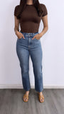 Basic Rewind Short Sleeve Top- Brown