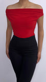 Caroling Off Shoulder Top- Red