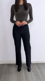 Minimalist High Rise Straight Leg Pants- Black