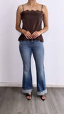 Mirna Satin Lace Top- Brown