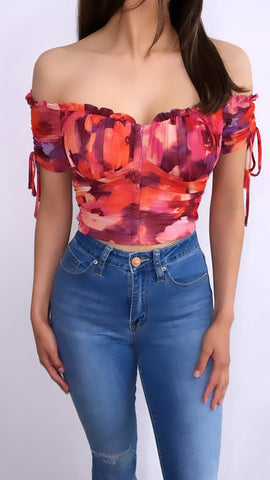 Sorbet Off Shoulder Corset Top- Multi