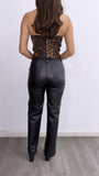 Ride On High Rise Straight Leg Faux Leather Pants- Black