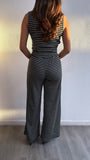 Arena Striped Vest + Flowy Pant Set- Black/White