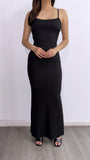 Look My Way Ribbed Maxi DRess- Black