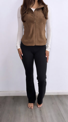 Sleeveless Fleece Vest- Brown