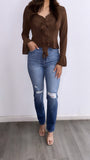Alberto High Rise Straight Leg Jeans- Dark Wash