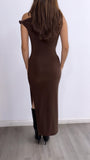Wild Elegance Assymetrical Maxi Dress- Chocolate