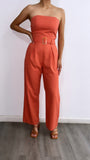 De Dia Linen Tube Jumpsuit- Coral