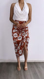 Capri Floral Midi Skirt- Rust