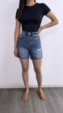 Basic Rewind Short Sleeve Top- Black