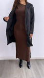 Wild Elegance Assymetrical Maxi Dress- Chocolate