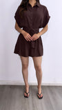 Sundown Belted Button Down Romper- Brown