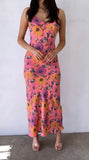 Wild Flower Floral Midi Dress- Coral