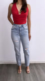 Liandra Silk Halter Top- Red