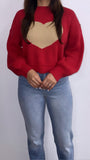 Most Hearted Sweater- Red/Tan