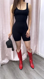 SNATCHED Ribbed Unitard/Romper- Black