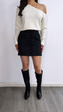 Favorite Season High Rise Suede Skirt- Black