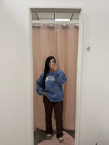 California Oversized Pullover Sweater- Blue Stone