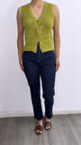 Elsee Crotchet Knitted Front Tie Top- Moss